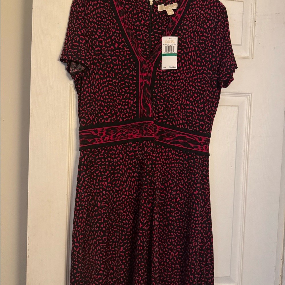 Michael Kors Black and Pink Midi Dress